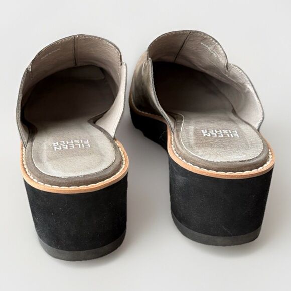 Eileen Fisher Loti Tumbled Nubuck Wedge Mule Shoes Size 7.5 - Picture 3 of 6